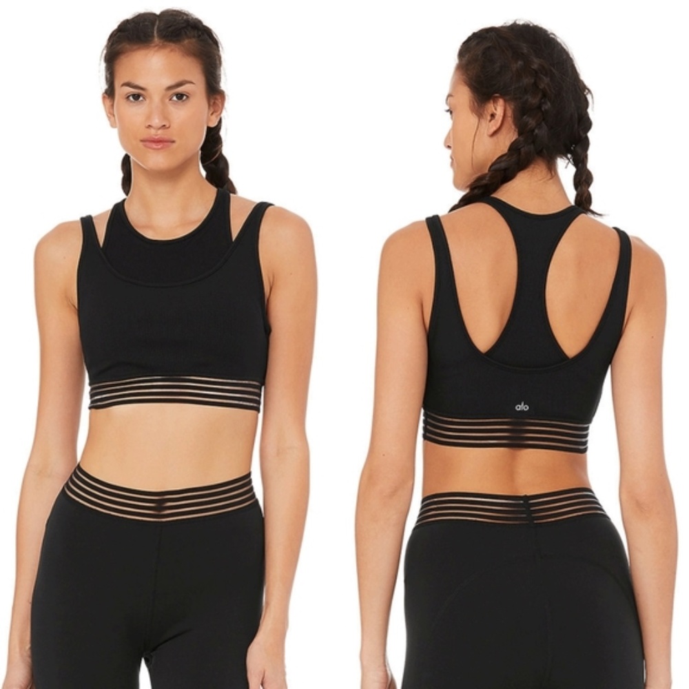 Alo Yoga Black Gaze Double Layer Sports Bra